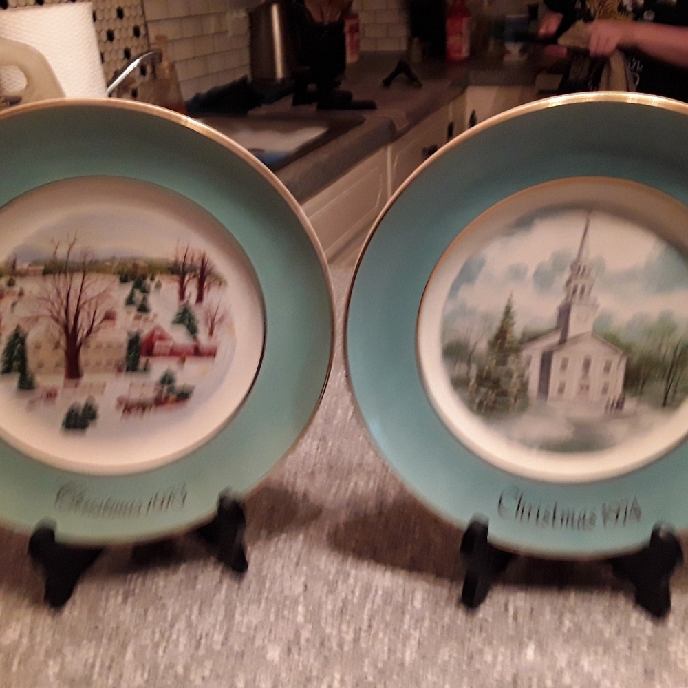 Antique Avon Christmas plates